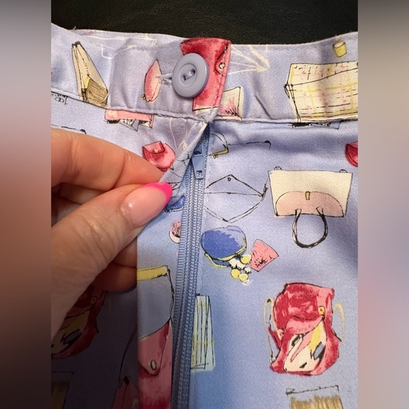 Southern Lady Blue Ankle Cropped Pants with Feminine Print size 12 - Picture 2 of 14